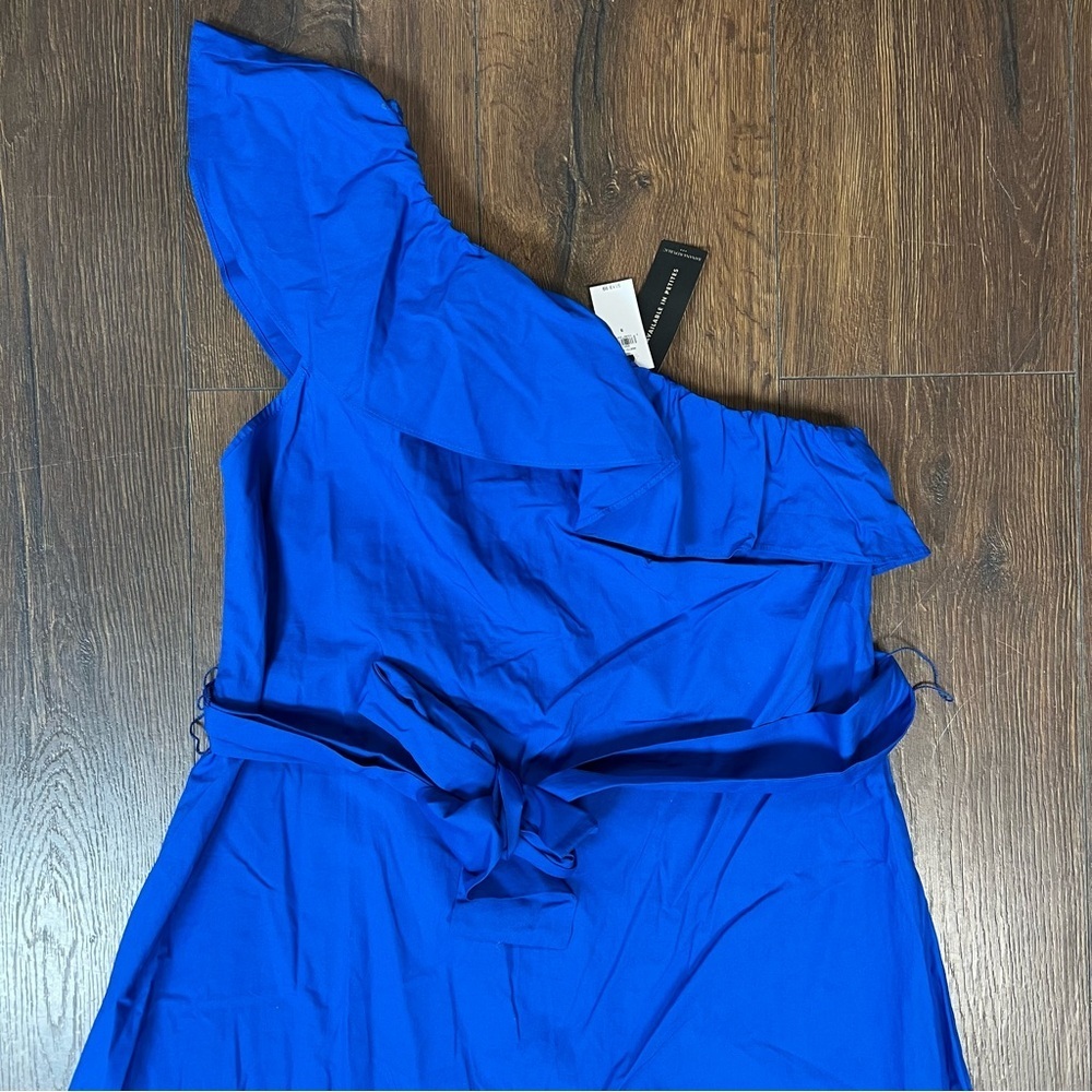 🆕 Banana‎ Republic blue one shoulder ruffle dress SZ SM - Picture 3 of 6